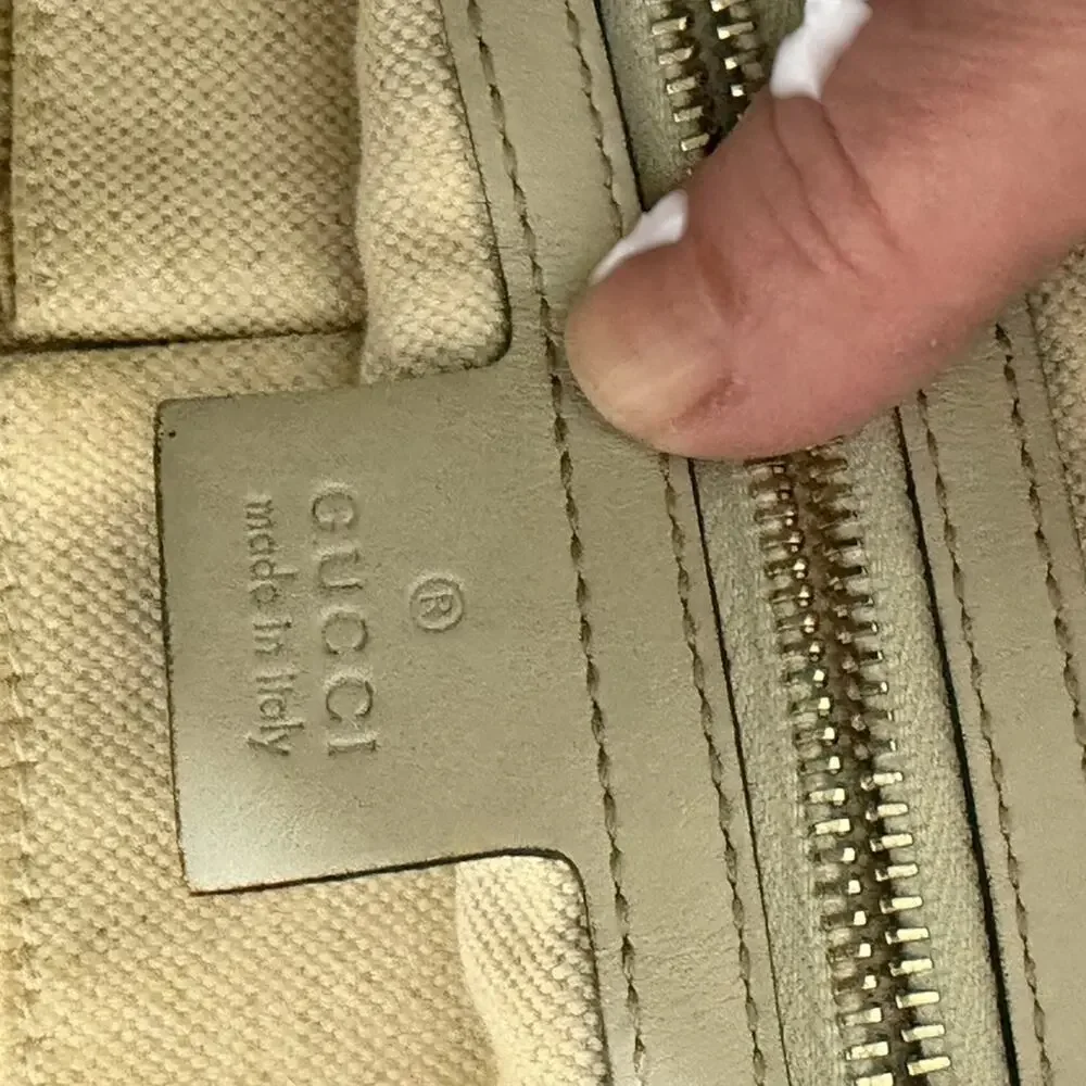 Gucci Cream Embossed GG Crossbody Bag with Gold-Tone Heart Logo